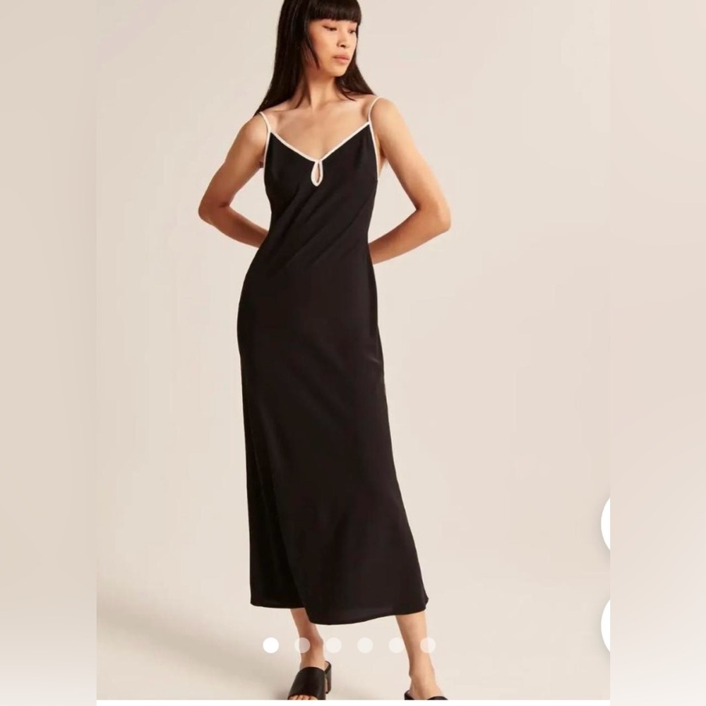 Abercrombie, black and white satin slip dress size small